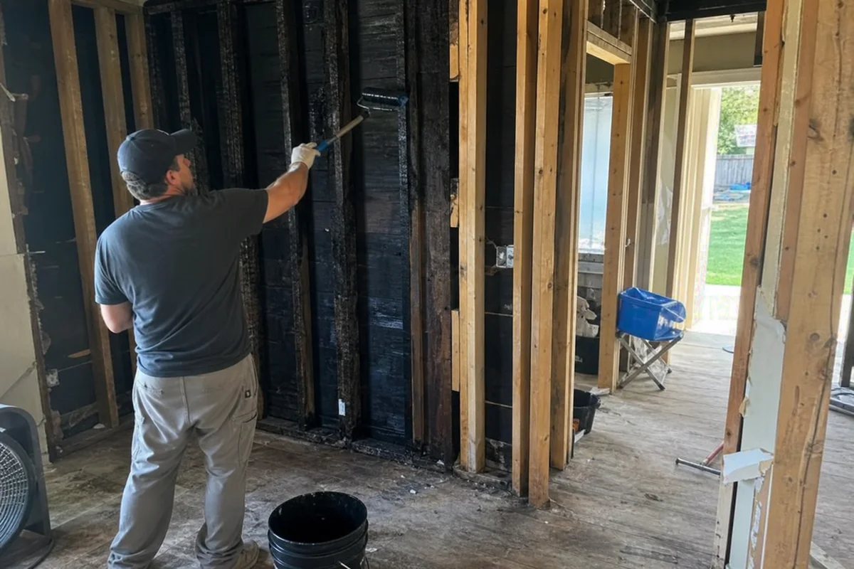 Applying odor-blocking sealer on framing