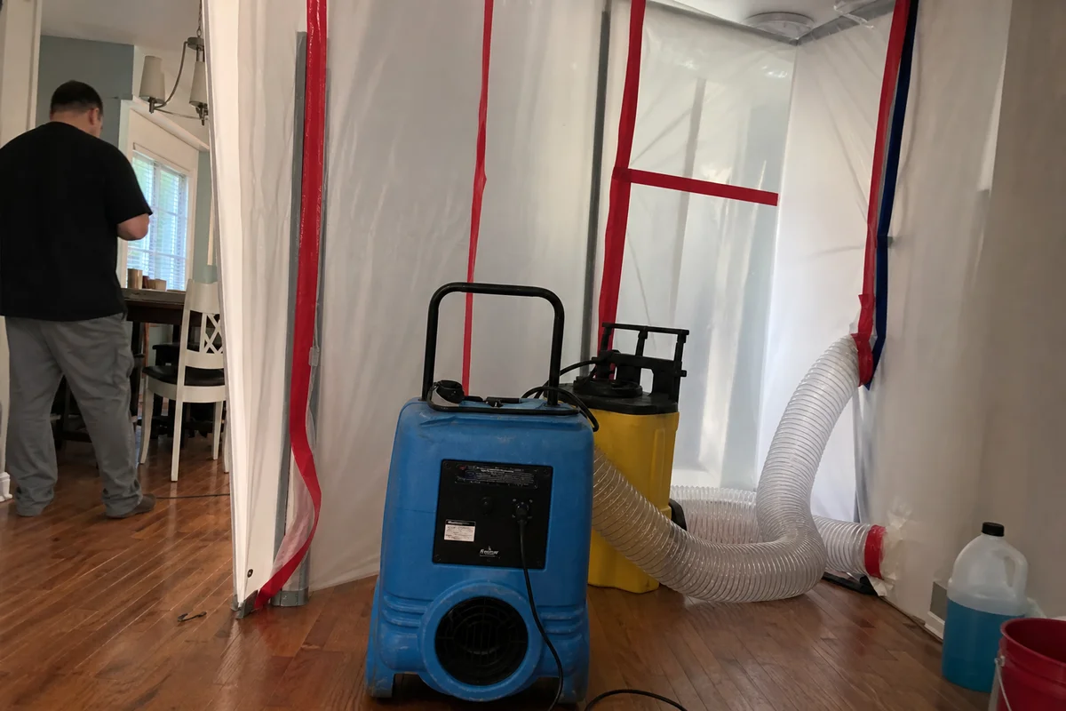 Containment barrier during sewage decontamination