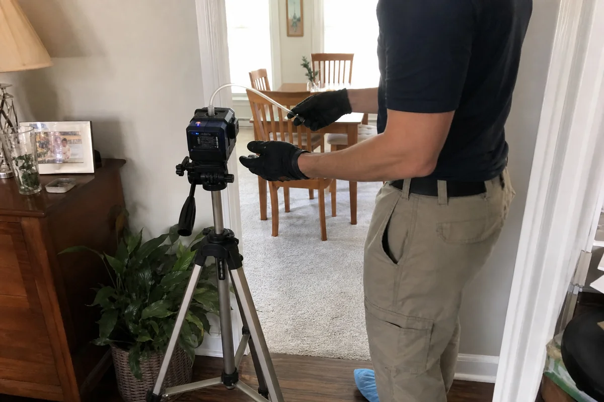 IEP conducting air sampling for mold testing