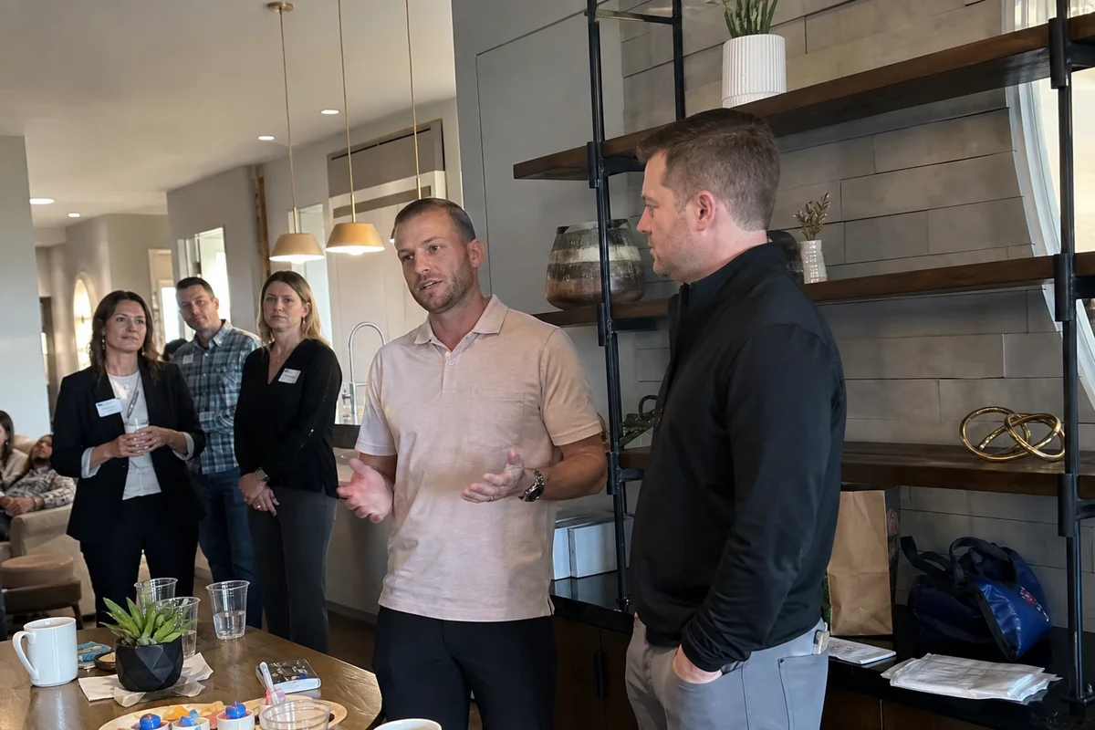 Nick and Travis speaking at Castle Rock Chamber event