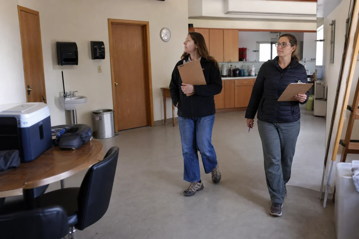 Property manager and restoration rep on a facility walkthrough