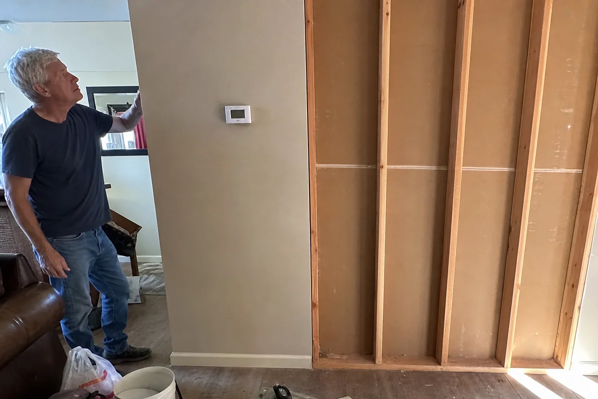 Restored vs rebuilt interior wall comparison